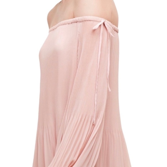 ARITZIA Wilfred Raisen Camille Blush Pink Pleated Chiffon Blouson Sleeves XS - Picture 3 of 11